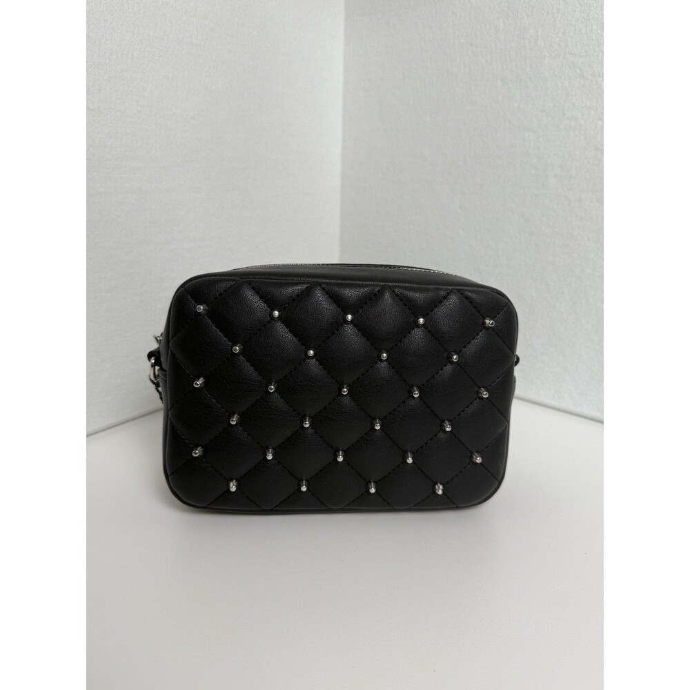 Rebecca Minkoff Diamond Quilt Studded Top-Zip Crossbody Bag Black NWT - Picture 3 of 3